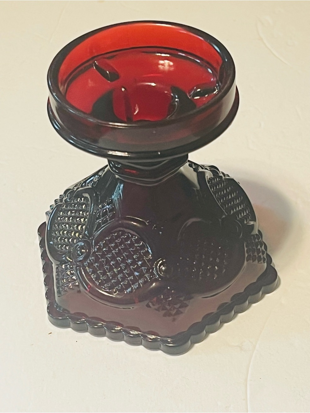 Avon Ruby Red Cape Cod Hurricane Base candleholder